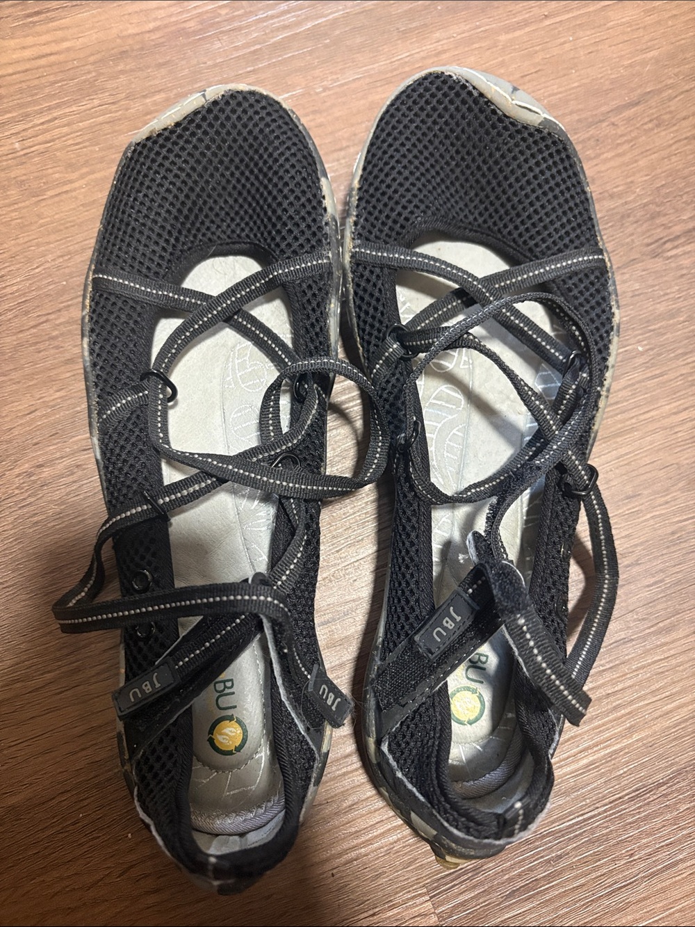 JBU Black Mesh Cross-Strap Flats
